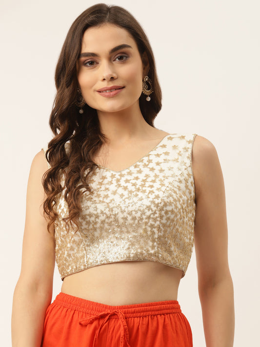 Niharikaa white Front and back V-neck padded blouse